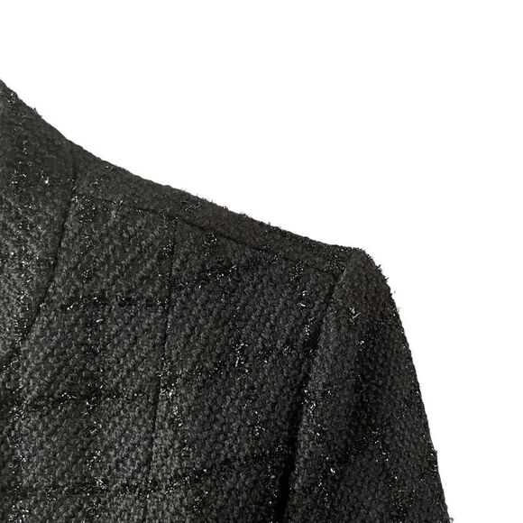 Victor Victor Alfaro Black Wool Blend Metallic Button Up Blazer Size 4 - Picture 2 of 10